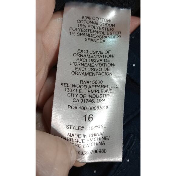 Wit & Wisdom Pants Womens 16 Navy Blue Polka Dot Ankle Slim Stretch Dot Print - Picture 7 of 8